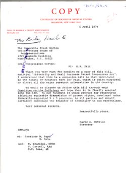 Letter from David A. McBride to Congressman Frank Horton re H.R. 2414, April 5, 1979