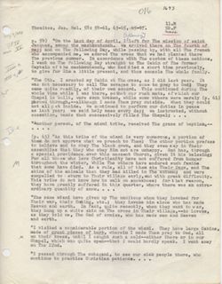 Article 6th. Of the Mission of Saint Marc to the Outagami. In The Jesuit Relations and Allied Documents v.58, edited by Thwaites, Reuben Gold, New York: Pageant Book Company, 1959, 59-61, 63-65. (Typed Transcript)