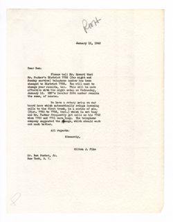 12 January 1943: To: Ben Foster, Jr. From: Milton J. Pike.