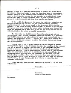 Letter from Birch Bayh to George Collins of the International Brotherhood of Electrical Workers, March 9, 1979