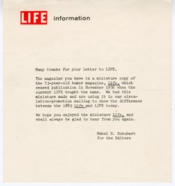 Life Magazine, letters