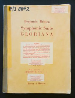 Symphonic Suite: Gloriana  Hawkes & Son: London, England,