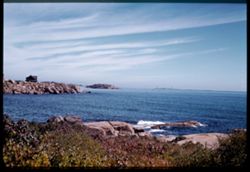 East coast of Cape Ann. Thatcher Island's twin lighthouses in distance.