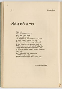 "With A Gift To You," [Poem], Robert Hallstead