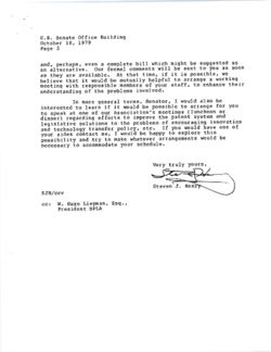 Letter from Steven J. Henry to Birch Bayh re Patent Re-Examination Bill S. 1679, October 10, 1979
