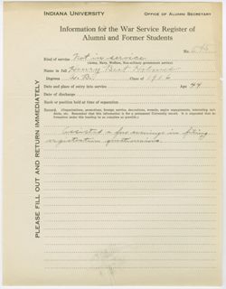 Holmes, Henry Bert - Draft registration work