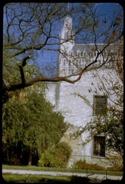 South side of the Alamo with the tower of the Medical Arts Bldg. In background San Antonio