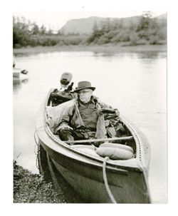 Roy W. Howard in rowboat