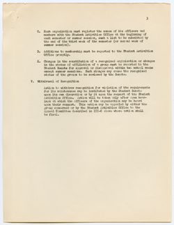 Regulations pertaining to the Recognition of New Student Organizations, ca. 31 May 1955