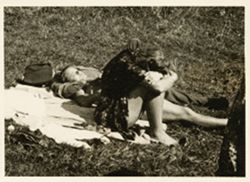 German women sunbathing near Regensberg, Germany