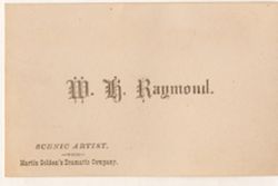 W.H. Raymond, scene painter business card