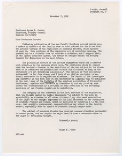 03: Letter from Professor Fuchs to Secretary Byrum Carter on the Regulation on Academic Freedom, 07 November 1962