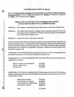 98-3-12 Resolution to Set Executive and Director Stipend Levels for the 1998-1999 IUSA Administration