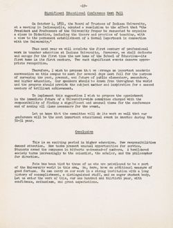 "State of the University Address." -Indiana University Social Science Auditorium. Oct. 25, 1949