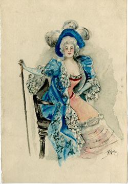 Watercolor portrait, Lillian Russell
