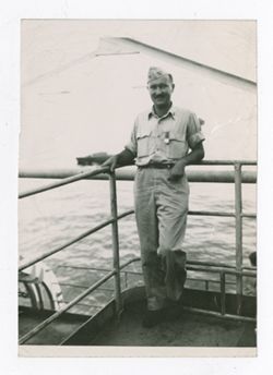 Portrait of man standing on ship