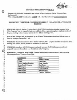08-10-11 Resolution to Remove Congress Members in Violation of Attendance Policies