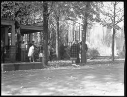 Group inspecting fire damage