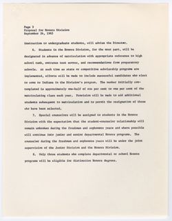 02: Proposal for Honors Division, 24 September 1965