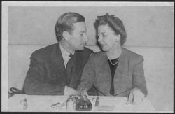 Hoagy Carmichael and Ruth Carmichael sitting at a table.