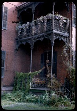 Iron balcony of 1836 house of Dr. Henry Walton Levert Government St.= MOBILE