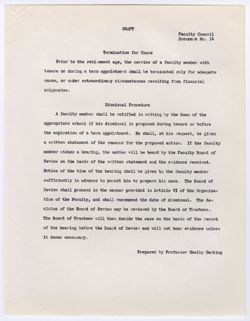 14: Report of the Committee on Tenure and Leaves Policy - Dismissal Procedure Draft (Gerking), ca. 17 February 1959