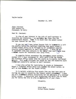 Letter from Birch Bayh to James Constant, December 12, 1979