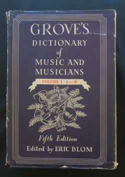Grove's Dictionary of Music and Musicians, Fifth Edition, Volumes I-X  St. Martin's Press: New York,