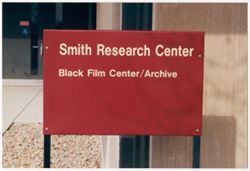 Sign for Black Film Center/Archive after installation