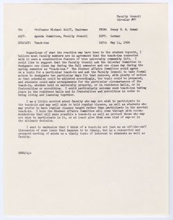97: Memorandum from Henry Remak on Teach – ins, 14 May 1969