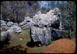 Large sluiced rocks near Columbia, Calif.  Relics of the 1849 placer mining.