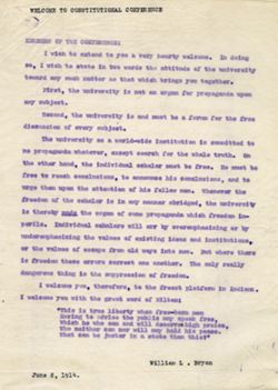 Constitutional Conference, Address of Welcome, 1914