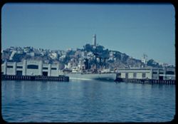 Dutch ship at pier below Telegraph Hill. San Francisco.