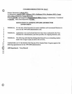 99-5-7 Resolution to Approve 1999-2000 AID Director Appointment