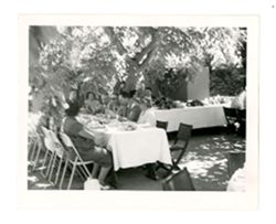 Blurry image of outdoor meal