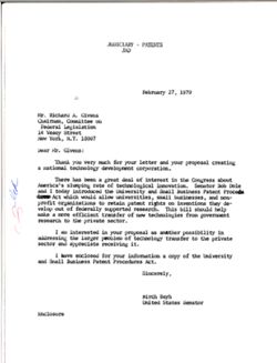 Letter from Birch Bayh to Richard A. Givens of the New York County Lawyers' Association, February 27, 1979