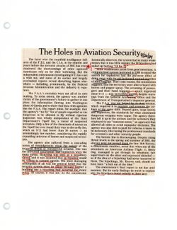 "The Holes in Aviation Security," New York Times, April 20, 2004