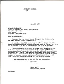 Letter from Birch Bayh to Allen J. Sinisgalli of Princeton University, March 19, 1979
