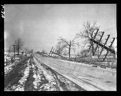 Telephone pole damage, near T. Wayne, winter