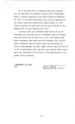Petition to the Commissioner Personally to Revive [black walnut patent applications], September 5, 1978