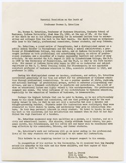 Memorial Resolution for Herman Enterline, ca. 06 November 1962
