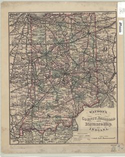 Watson's new county, railroad and distance map of Indiana