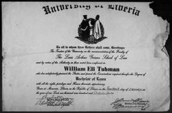 William Eli Tubman's University of Liberia Diploma, 1977