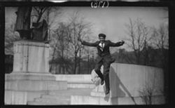 Wm. Brunning, jumping from Benj. Harrison monument, March 1911, 11 a.m.