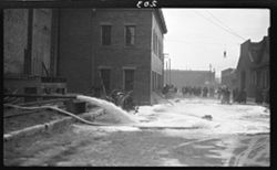 Flood, W. Wash. & NY. Sts. Mar. 26, 1913, 10-11 a.m., got past guard at Kingan's, sleeping quarters above saloon on W.Wash.St., Views at Coll. Ave. & Meridian St. bridges taken Mar. 29, 1913, 2:30 p.m. to 3:45 p.m.