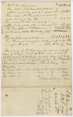 "Received of William Alexander Commissioner of the Reserved Township of Lands in Monroe County the Following Notes Dated the 22nd day of November 1837" submitted by John Berry, Commissioner, "D," 28 March 1840