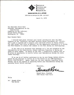 Letter from Howard Rose of the Institute of Electrical and Electronics Engineers Inc. to Birch Bayh, March 14, 1979