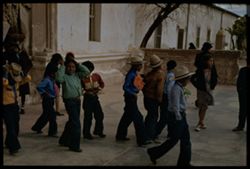 Papgo Indian Boys leaving San Xavier At end of High Mass, Sunday. Tucson, Ariz.