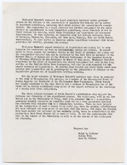 Memorial Resolution for Frank E. Horack, ca. 17 December 1957