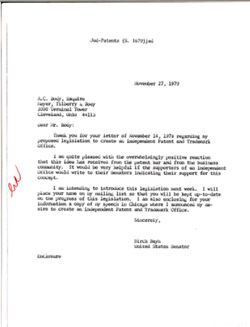 Letter from Birch Bayh to A. C. Body, November 27, 1979